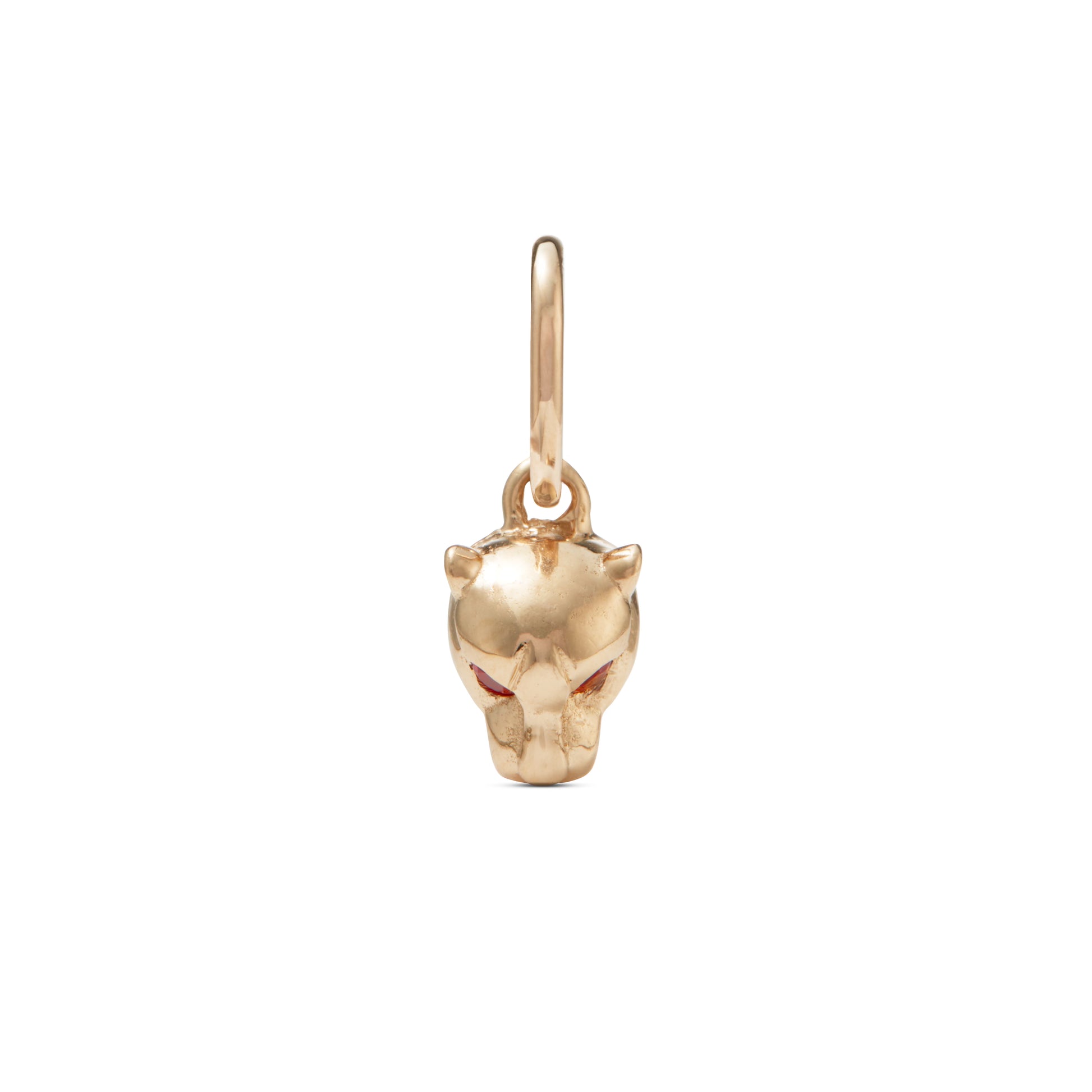 14k gold lioness pendant with ruby eyes from J.Tyler, customizable for a touch of personal significance.