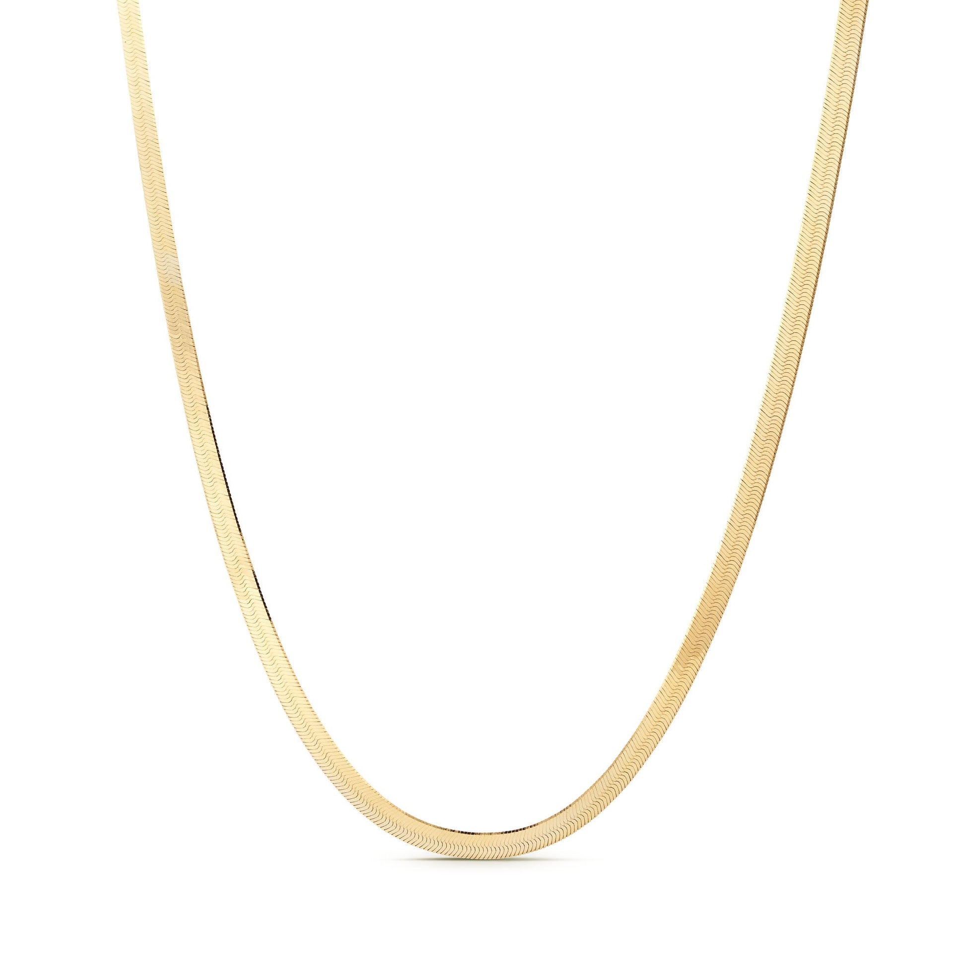 Elegant 14K Gold Herringbone Chain Necklace by J.Tyler Jewelry - Classic and Smooth