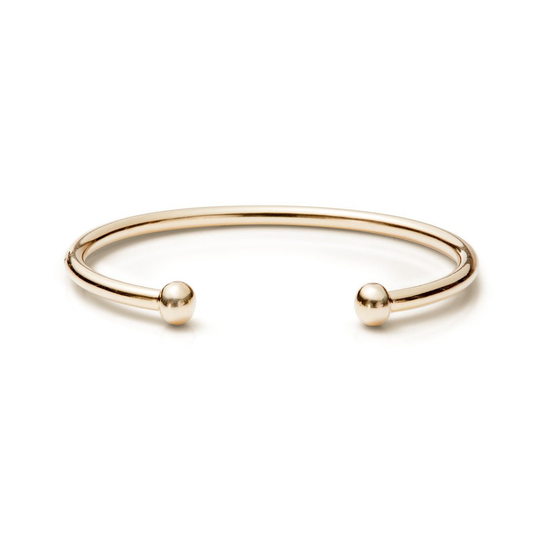 Sleek 14K Gold Ball Cuff Bracelet by J.Tyler Jewelry - Timeless Elegance