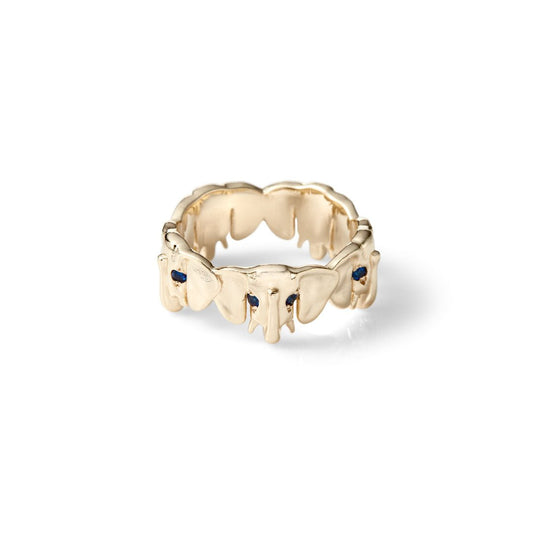 14k Gold Elephant Ring with Sapphire Eyes | Animal Jewelry Rings | Embodying Wisdom and Good Fortune